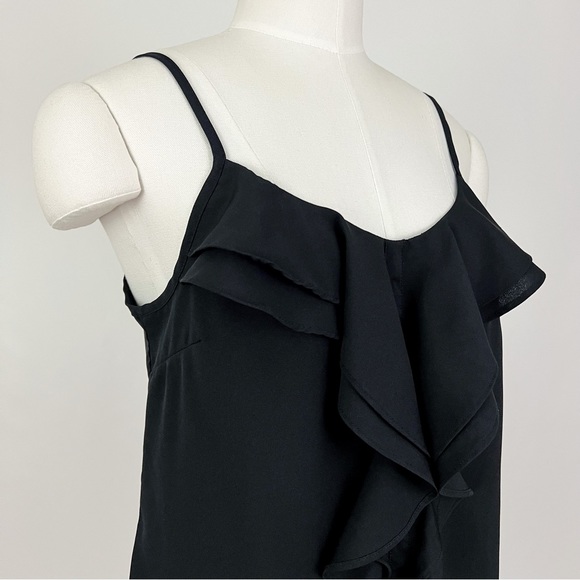 Ruffle Detail Tank Top in Black | Size S - Picture 1 of 7